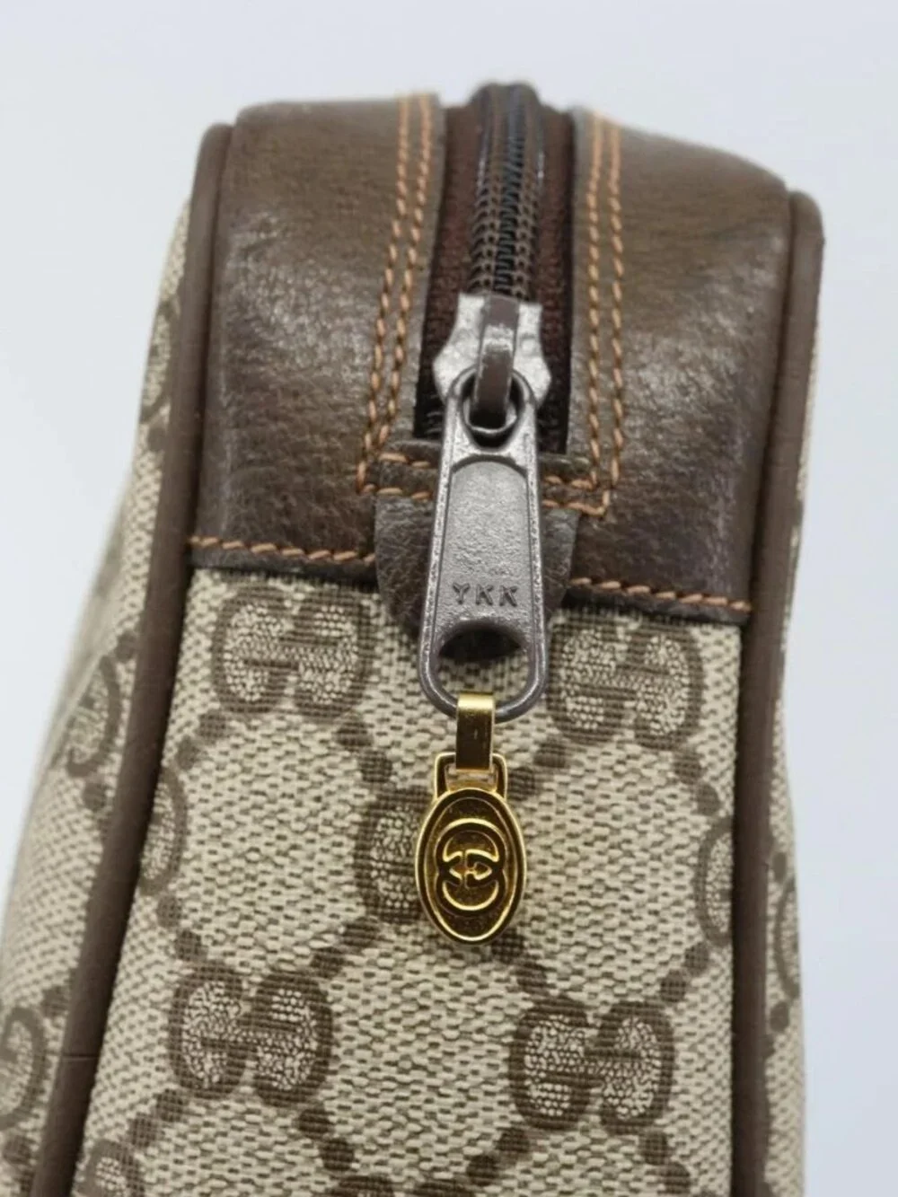 GUCCI GG Supreme Web Sherry Line Bag PVC Beige Gold 98 30 014 3553 Auth ka3094 - Picture 11 of 16